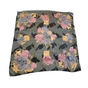 Vintage Romantic‎ Floral Scarf Liz Claiborne Sheer Square 35" Timeless